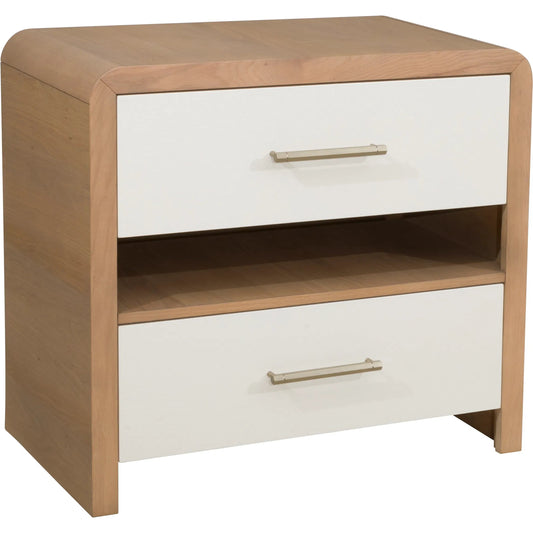 Libby Langdon 2 Drawer Brentwood Nightstand by Fairfield Chair in tan and wheaton. Made from red oak solids, veneers in a unique style.