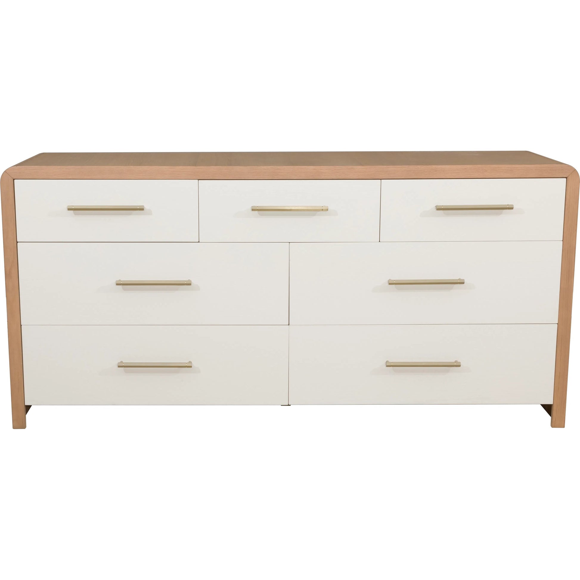 Libby Langdon Brentwood 7-Drawer Dresser by Fairfield Chair in tan and wheaton. Made from red oak solids, veneers in a unique style.