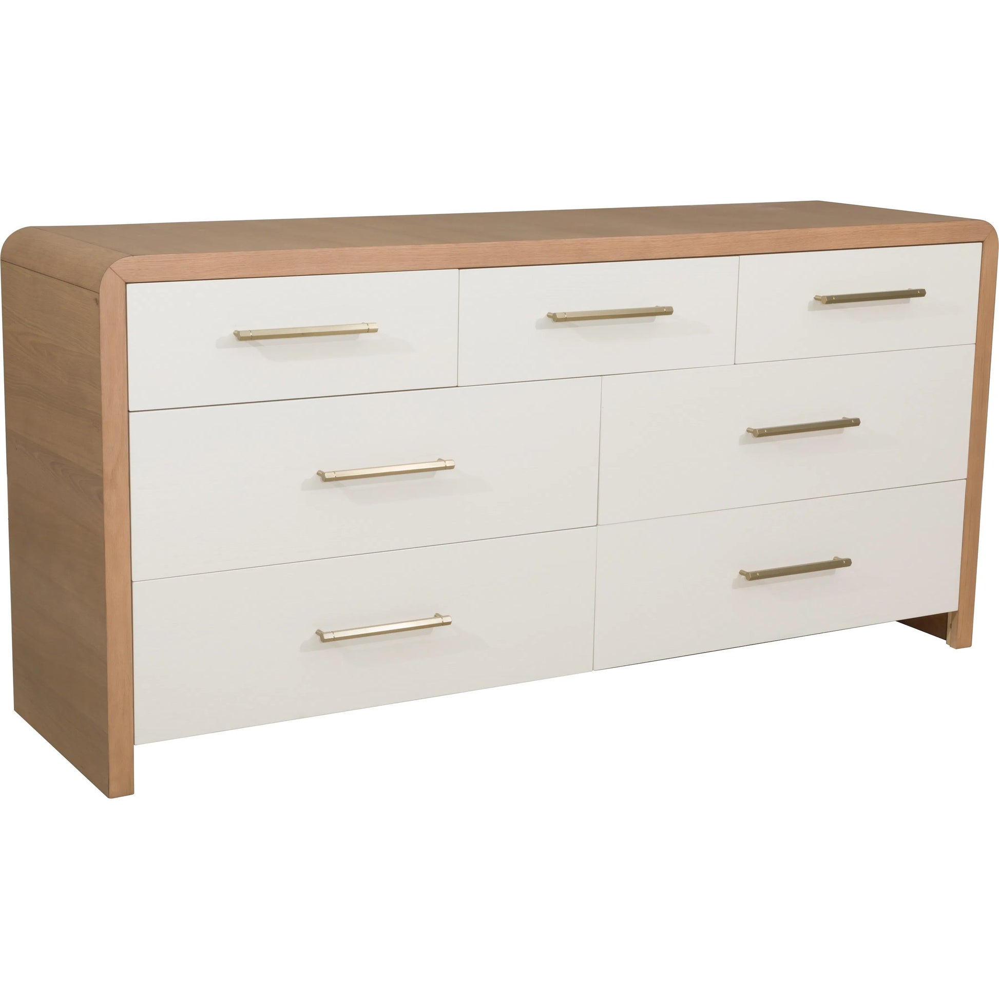 Libby Langdon Brentwood 7-Drawer Dresser by Fairfield Chair in tan and wheaton. Made from red oak solids, veneers in a unique style.