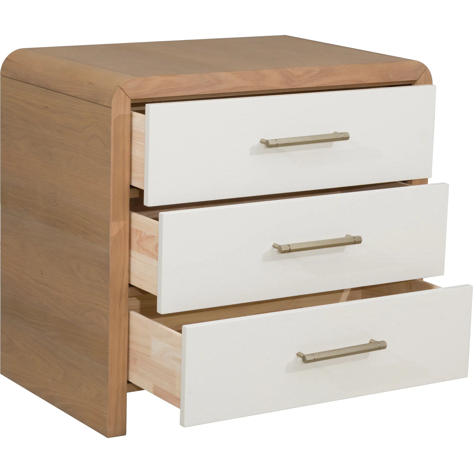 Libby Langdon Brentwood Nightstand by Fairfield Chair in tan and wheaton. Made from red oak solids, veneers in a unique style.
