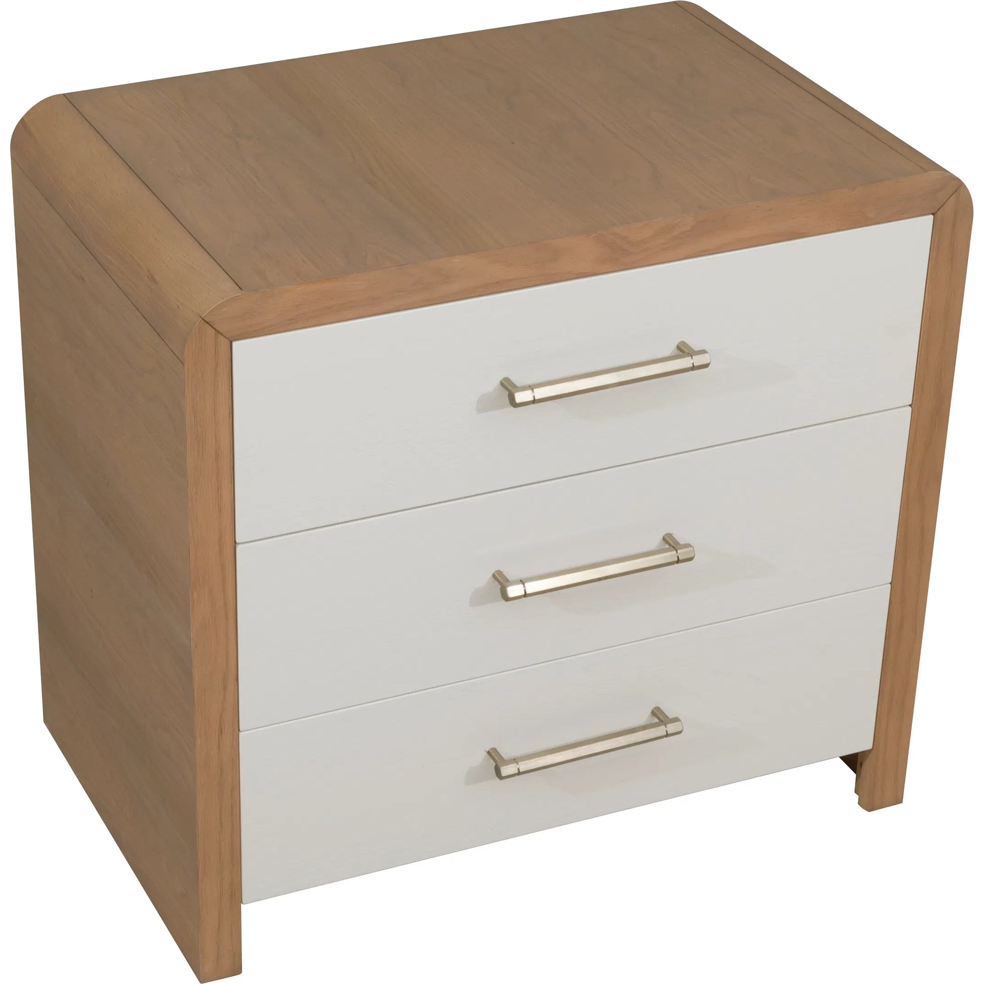 Libby Langdon Brentwood Nightstand by Fairfield Chair in tan and wheaton. Made from red oak solids, veneers in a unique style.
