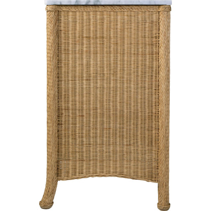 McLean Bathroom Vanity by Butler Specialty Company in natural and natural rattan. Made from plywood, acacia wood, mdf, carrara marble, rattan in a unique style.