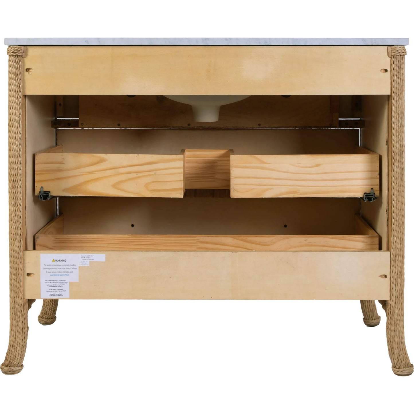 006 SI-2544447 | Additional Silo | McLean Bathroom Vanity by Butler Specialty Company in natural and natural rattan. Made from plywood, acacia wood, mdf, carrara marble, rattan in a unique style.