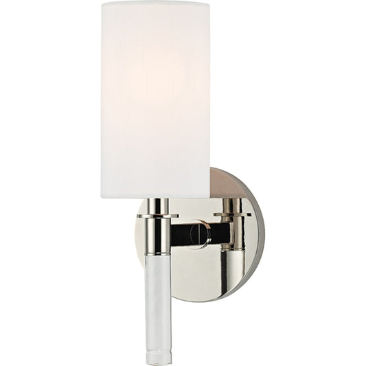 Wylie Wall Sconce by Hudson Valley in polished nickel. Made from steel in a modern style.