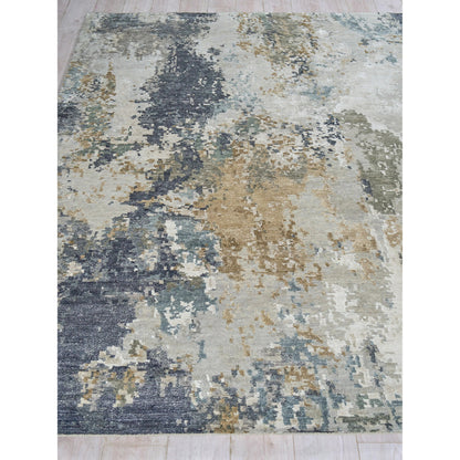 Cosmo 6312 Rug by Exquisite Rugs in silver, beige, blue. Made from new zealand wool, bamboo silk in a unique style.