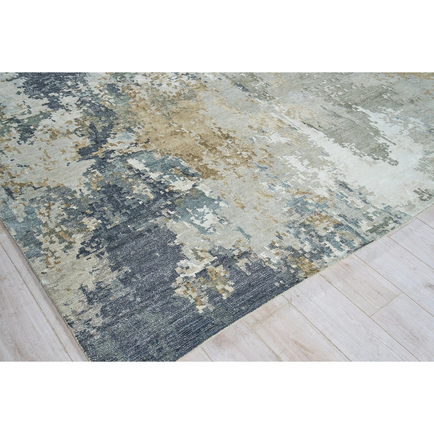 007 SI-2101867,SI-2101868,SI-2222397,SI-2222398,SI-2222399,SI-2293883 | Closeup | Cosmo 6312 Rug by Exquisite Rugs in silver, beige, blue. Made from new zealand wool, bamboo silk in a unique style.