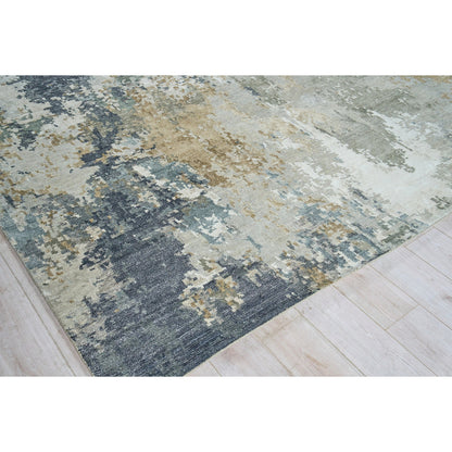 Cosmo 6312 Rug by Exquisite Rugs in silver, beige, blue. Made from new zealand wool, bamboo silk in a unique style.