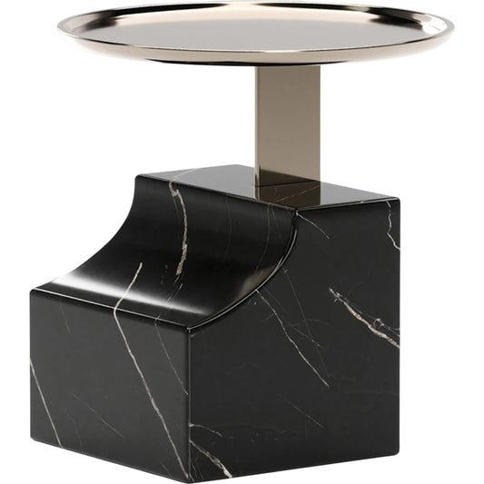 Overlap Sectional Accent Table by Caracole in whisper of gold. Made from stone in a modern style.