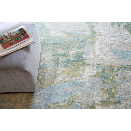 Luxury Laureno 6314 Rug by Exquisite Rugs in ivory, green. Made from bamboo silk in a unique style.