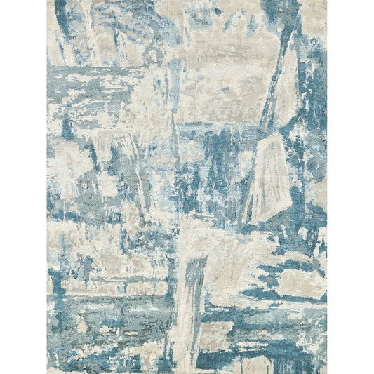 Luxury Laureno 6316 Rug by Exquisite Rugs in ivory, light blue. Made from bamboo silk in a unique style.