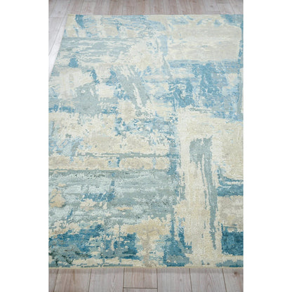Luxury Laureno 6316 Rug by Exquisite Rugs in ivory, light blue. Made from bamboo silk in a unique style.