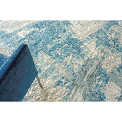 Luxury Laureno 6316 Rug by Exquisite Rugs in ivory, light blue. Made from bamboo silk in a unique style.
