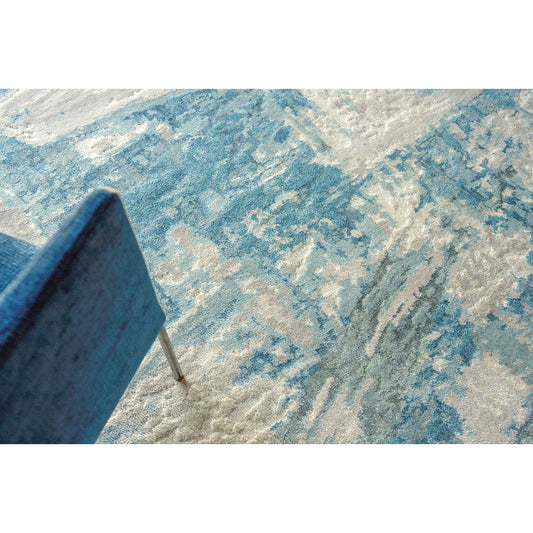 Luxury Laureno 6316 Rug by Exquisite Rugs in ivory, light blue. Made from bamboo silk in a unique style.