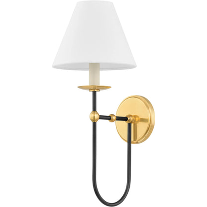 Demarest Wall Sconce by Hudson Valley in aged brass, distressed bronze. Made from steel in a traditional style.
