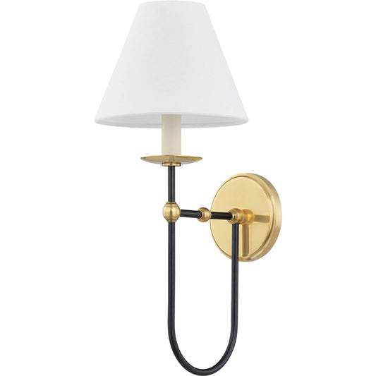Demarest Wall Sconce by Hudson Valley in aged brass, distressed bronze. Made from steel in a unique style.