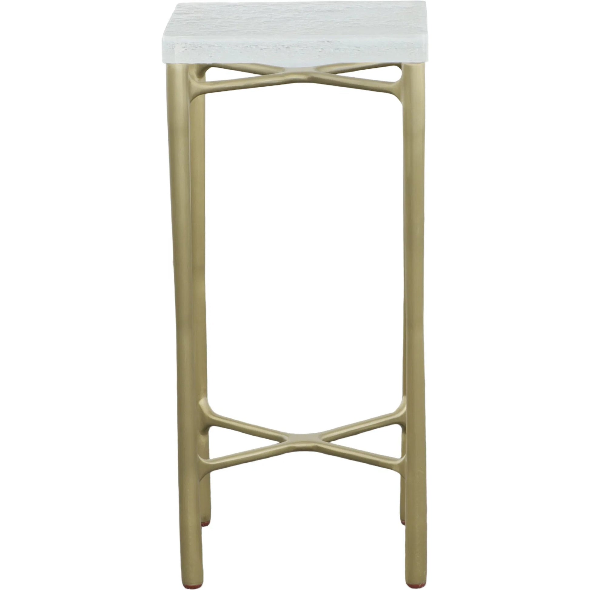 Libby Langdon Mangold Drink Table by Fairfield Chair in gold and champagne. Made from glass, stainless steel in a unique style.