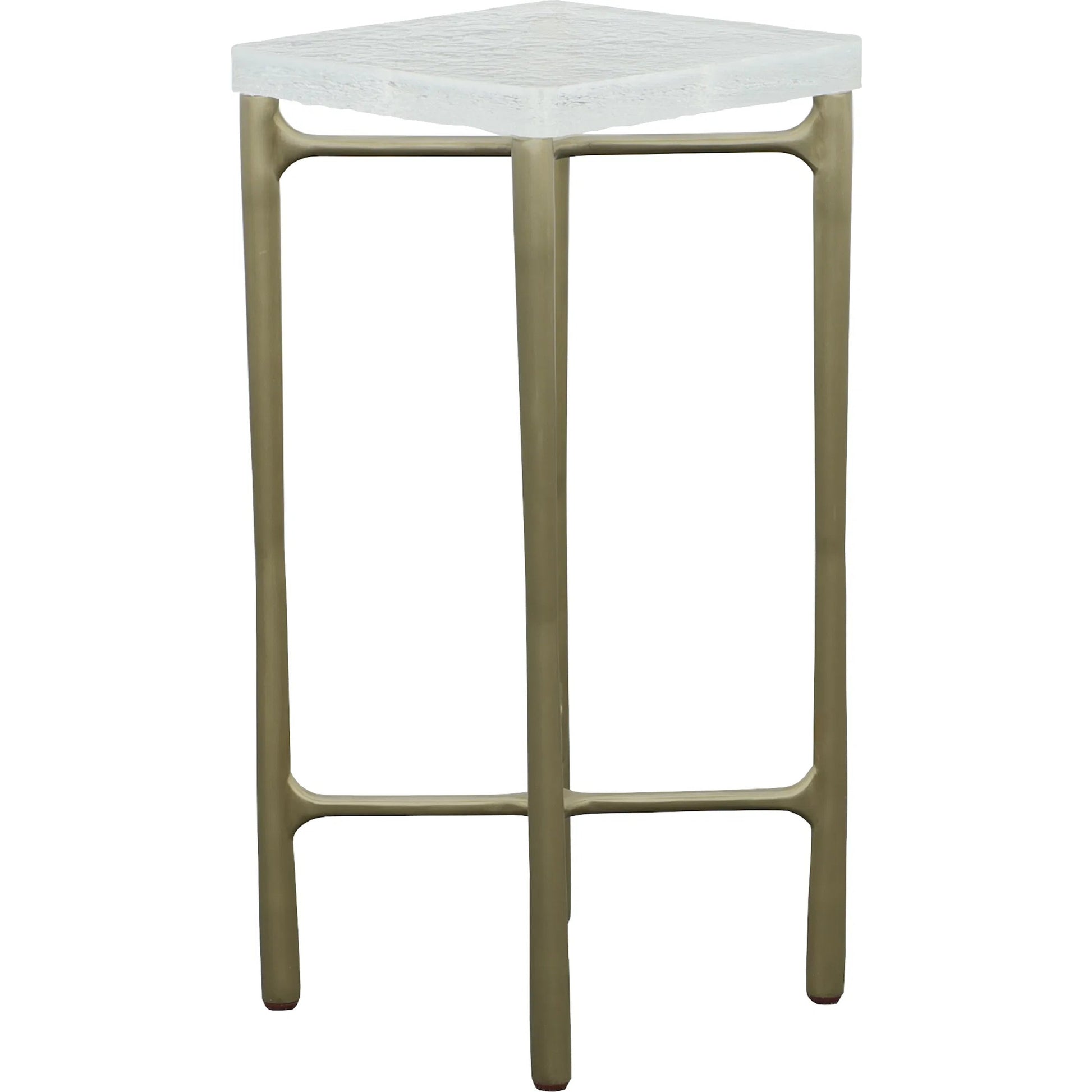 Libby Langdon Mangold Drink Table by Fairfield Chair in gold and champagne. Made from glass, stainless steel in a unique style.
