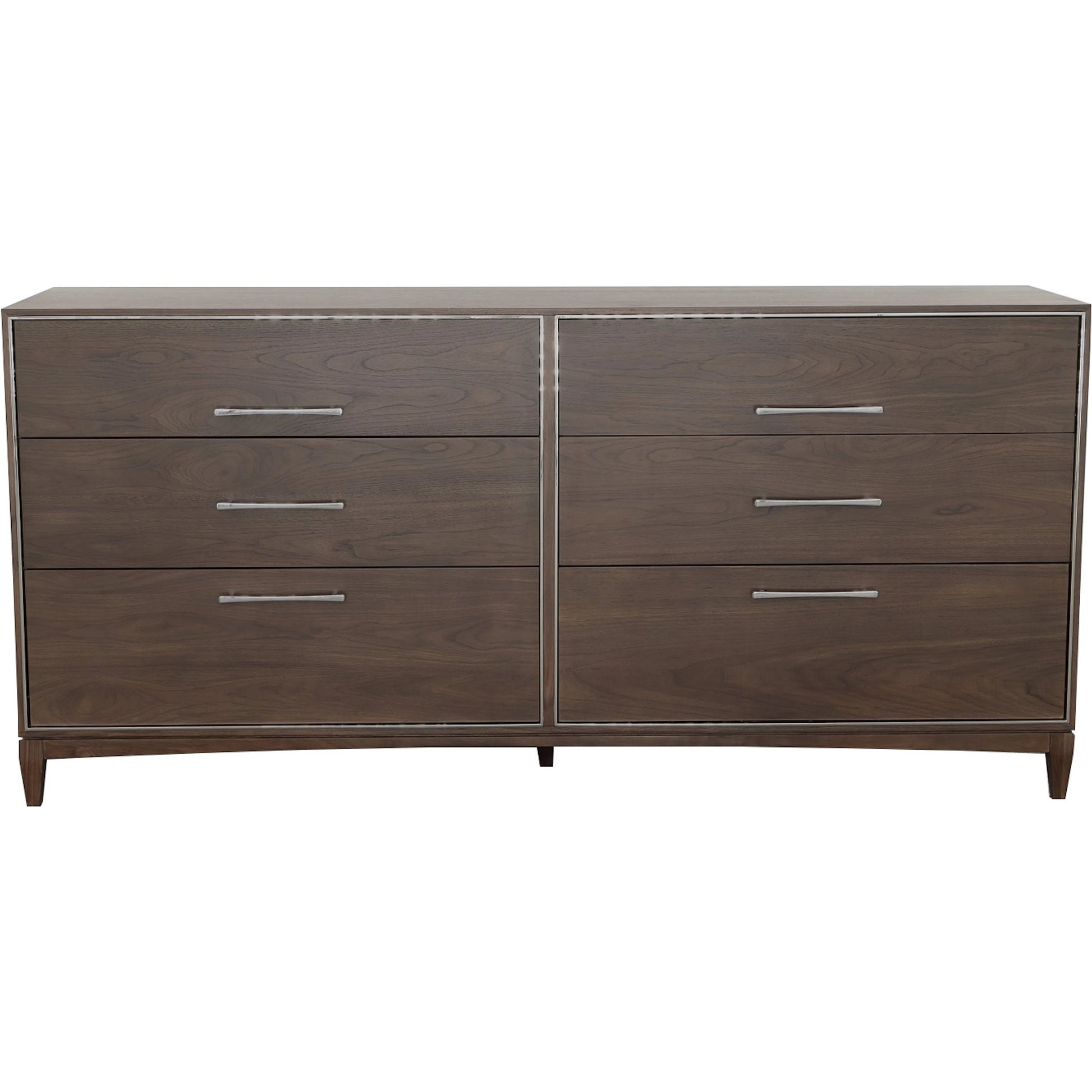 Libby Langdon Farley Dresser by Fairfield Chair in brown and smoked stone. Made from walnut solids, veneers in a unique style.