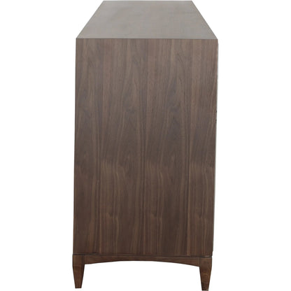 Libby Langdon Farley Dresser by Fairfield Chair in brown and smoked stone. Made from walnut solids, veneers in a unique style.