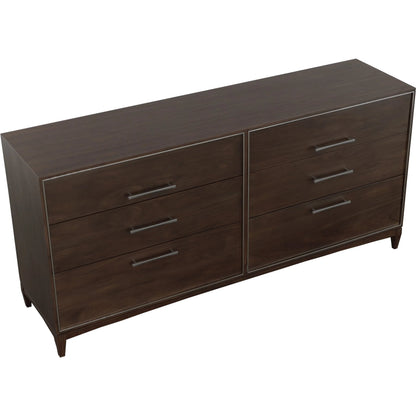 Libby Langdon Farley Dresser by Fairfield Chair in brown and smoked stone. Made from walnut solids, veneers in a unique style.