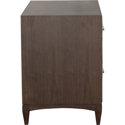 Libby Langdon 2-Drawer Farley Nightstand by Fairfield Chair in brown and smoked stone. Made from walnut solids, veneers in a unique style.