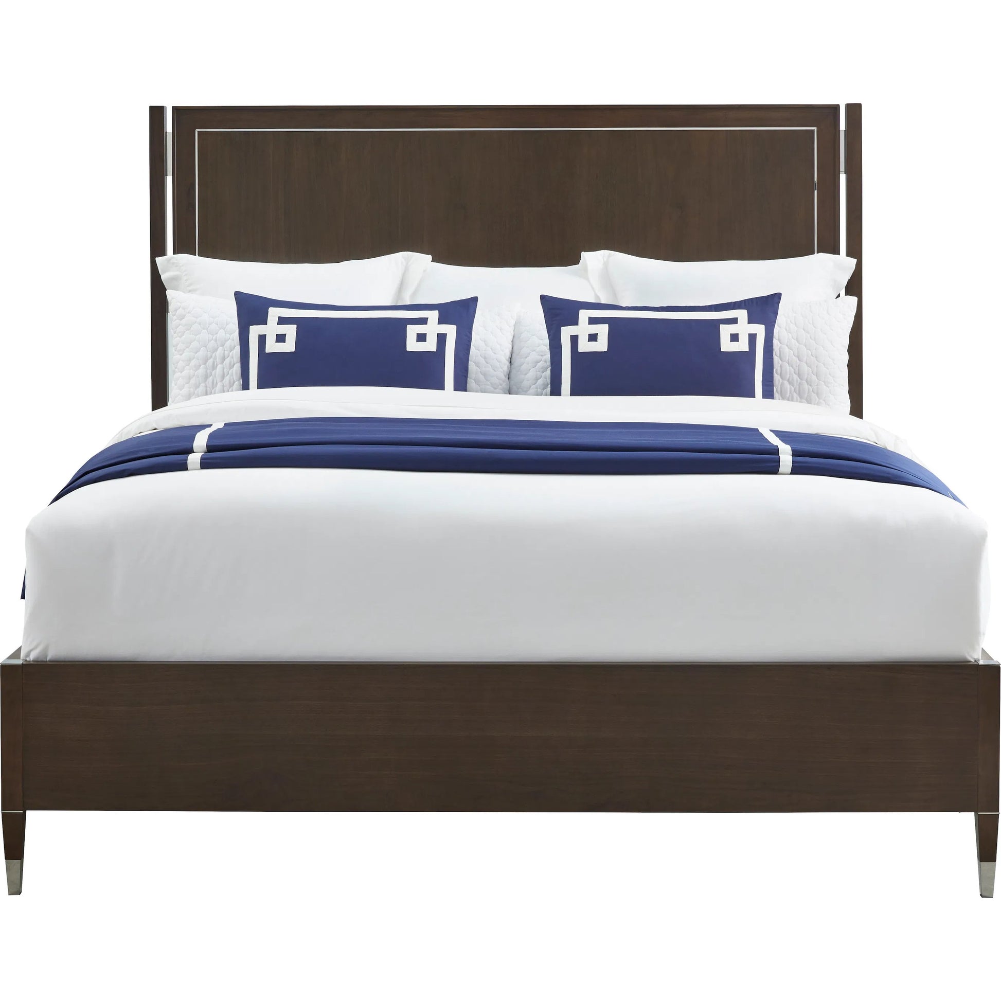 Libby Langdon Farley Bed by Fairfield Chair in brown and smoked stone. Made from walnut solids, veneers in a unique style.