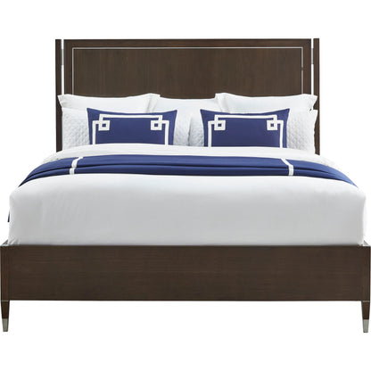 Libby Langdon Farley Bed by Fairfield Chair in brown and smoked stone. Made from walnut solids, veneers in a unique style.