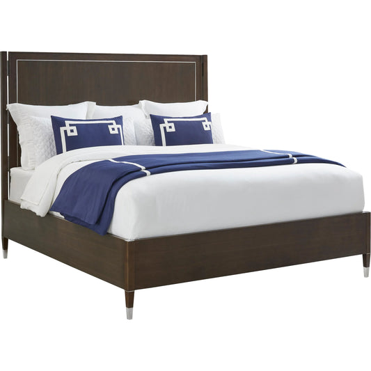 Libby Langdon Farley Bed by Fairfield Chair in brown and smoked stone. Made from walnut solids, veneers in a unique style.