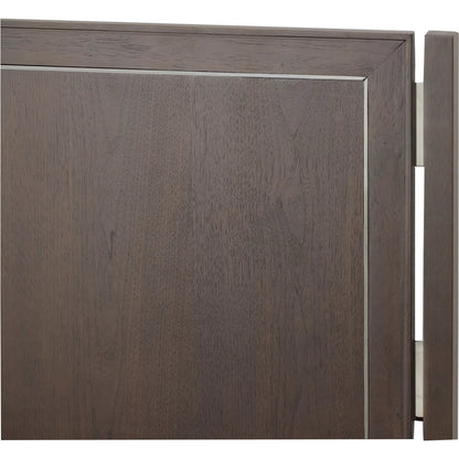 Libby Langdon Farley Bed by Fairfield Chair in brown and smoked stone. Made from walnut solids, veneers in a unique style.