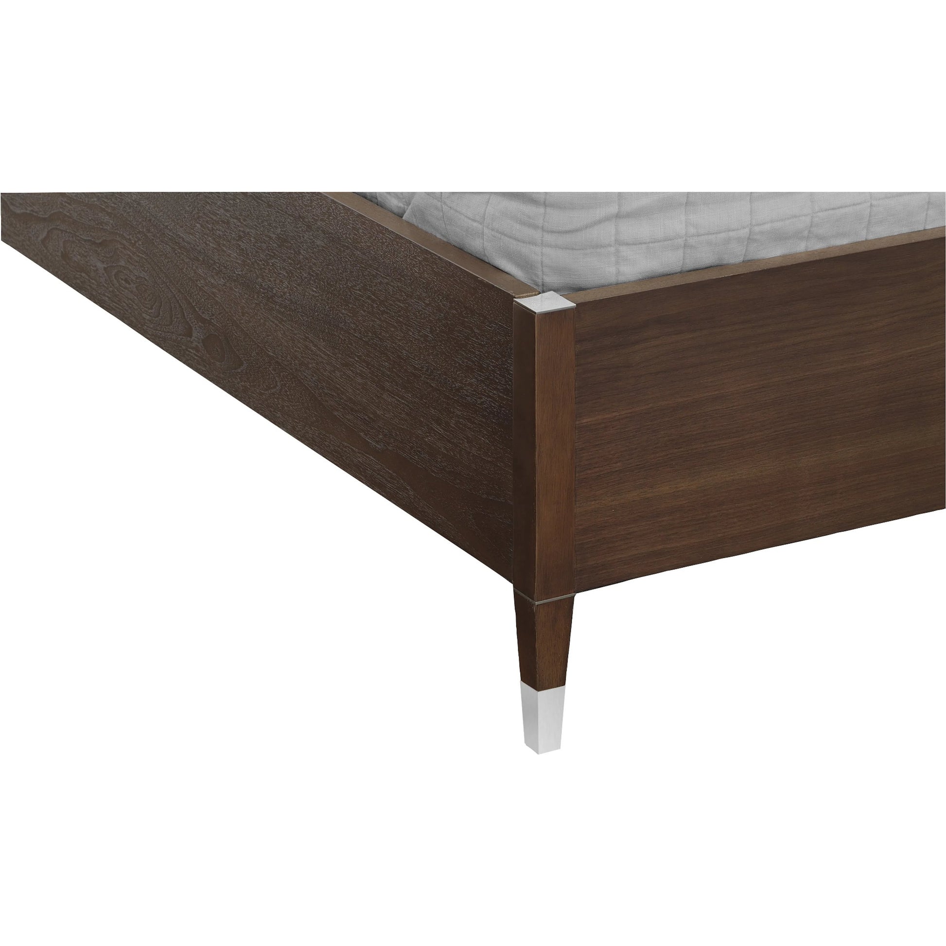 Libby Langdon Farley Bed by Fairfield Chair in brown and smoked stone. Made from walnut solids, veneers in a unique style.