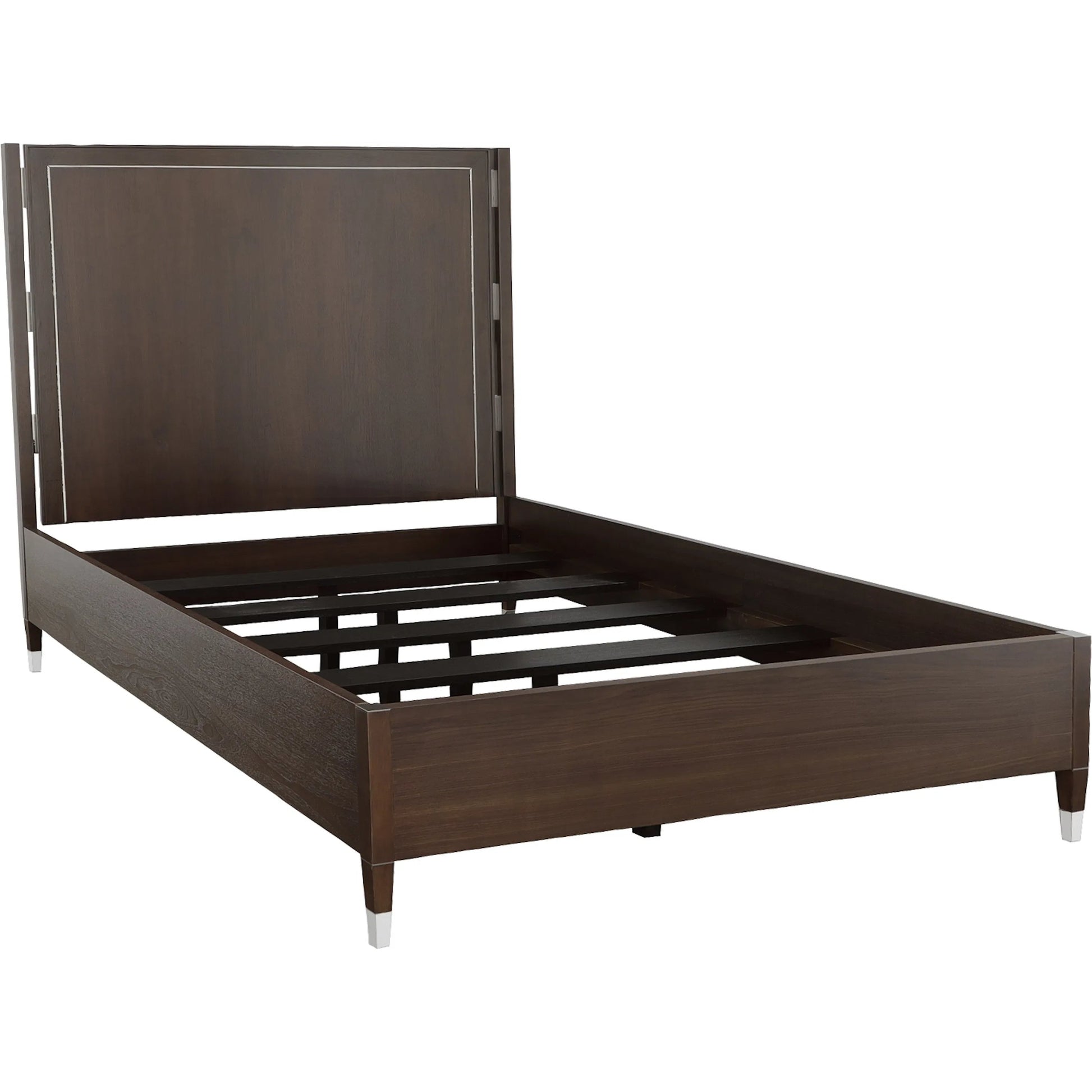 Libby Langdon Farley Bed by Fairfield Chair in brown and smoked stone. Made from walnut solids, veneers in a unique style.