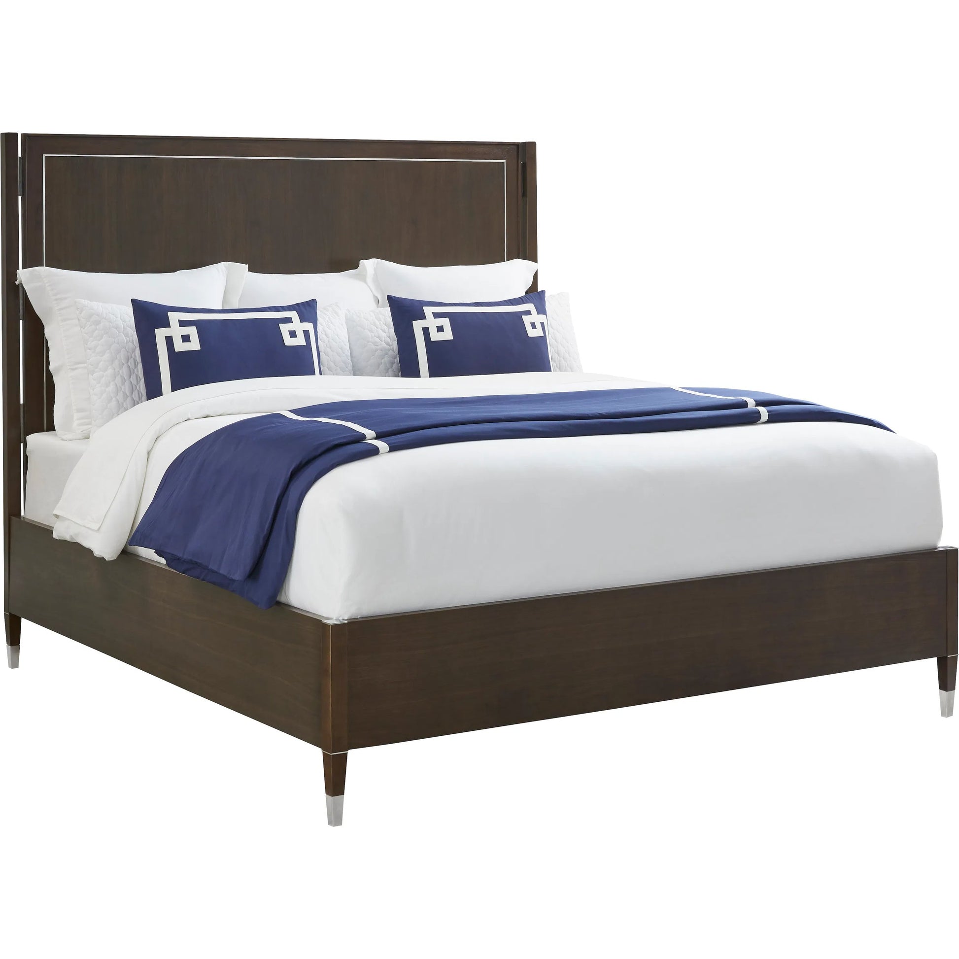 Libby Langdon Farley Bed by Fairfield Chair in brown and smoked stone. Made from walnut solids, veneers in a unique style.