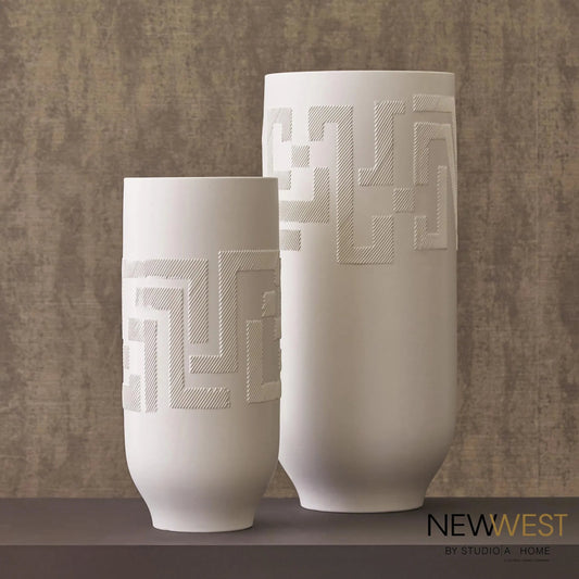 Chaco Vase by Global Views in matte white. Made from ceramic in a modern style.
