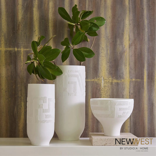 Chaco Bowl by Global Views in matte white. Made from ceramic in a modern style.