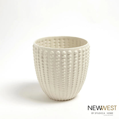 Nail Head Bowl by Global Views in rustic white. Made from ceramic in a coastal style.