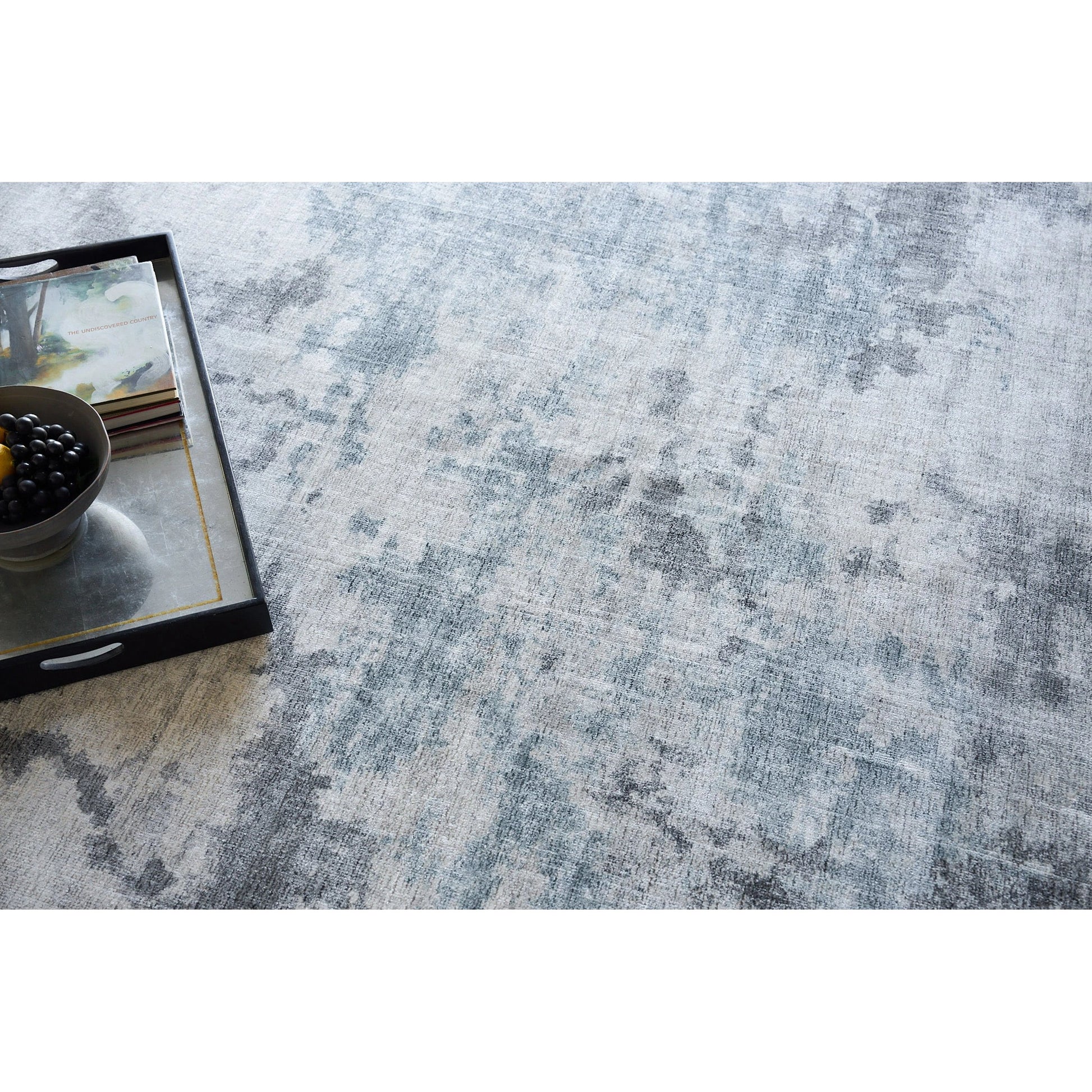 Sky Rug by Exquisite Rugs in gray, blue. Made from wool, bamboo silk in a unique style.