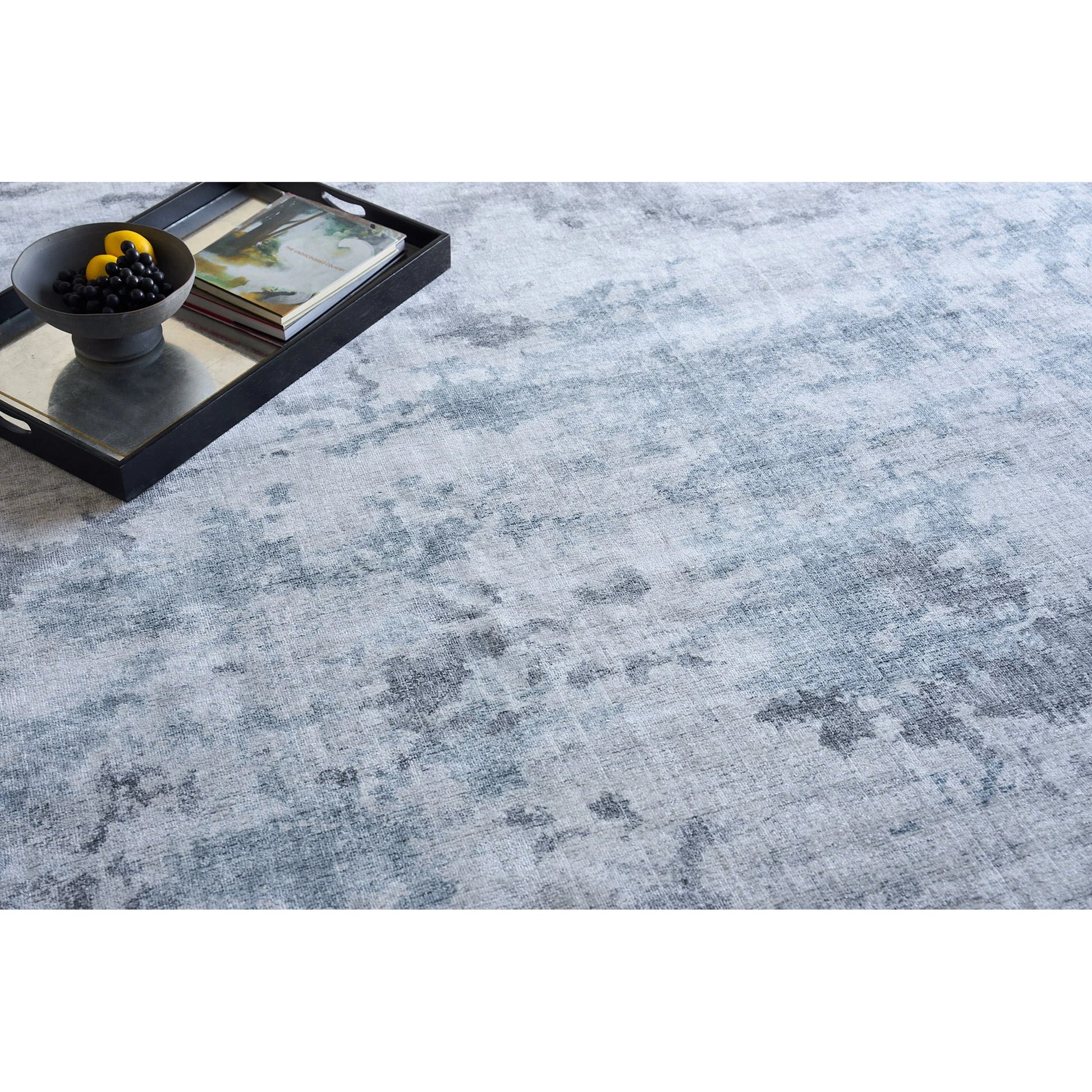 Sky Rug by Exquisite Rugs in gray, blue. Made from wool, bamboo silk in a unique style.