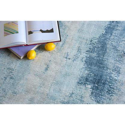 Stone Wash Gazni Rug by Exquisite Rugs in blue. Made from wool, bamboo silk in a unique style.