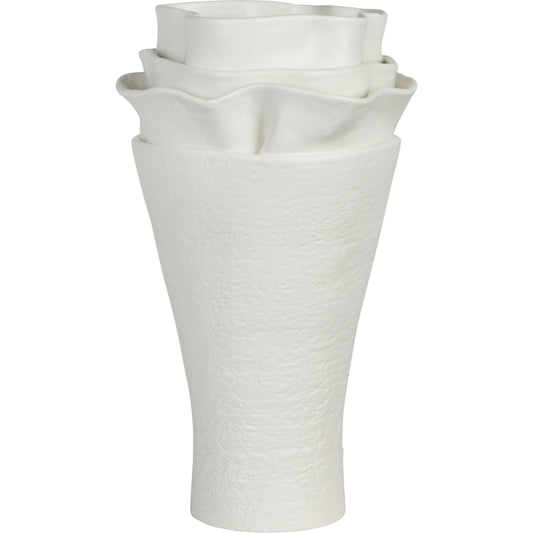 Tri Ribbon Decor Vase by Bradburn Home in white. Made from ceramic in a modern style.