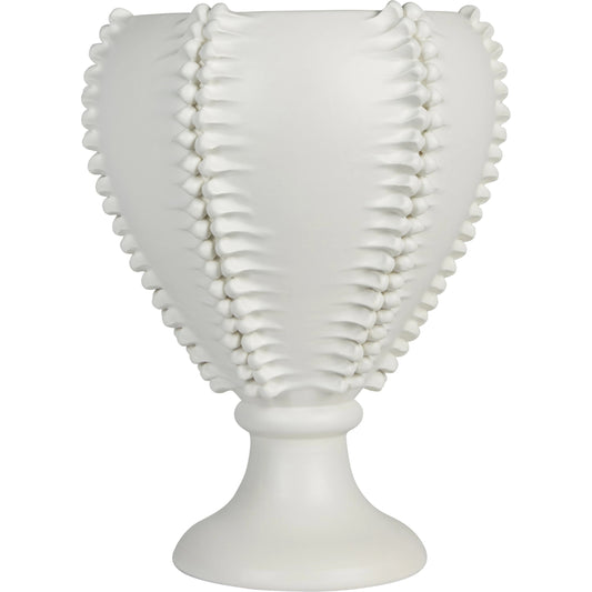 Double Spine Vase by Bradburn Home in white. Made from ceramic in a modern style.