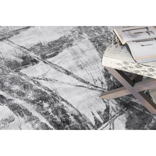 Kyoto 6331 Rug by Exquisite Rugs in silver, black. Made from wool, bamboo silk in a unique style.