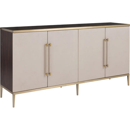 Libby Langdon Hempstead Credenza by Fairfield Chair in brown and dark sable. Made from walnut solids, veneers in a unique style.