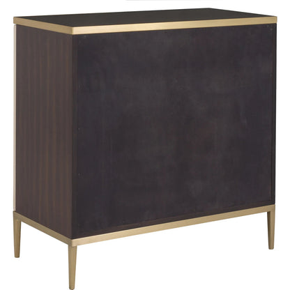 Libby Langdon Hempstead Chest by Fairfield Chair in brown and dark sable. Made from walnut solids, veneers in a unique style.