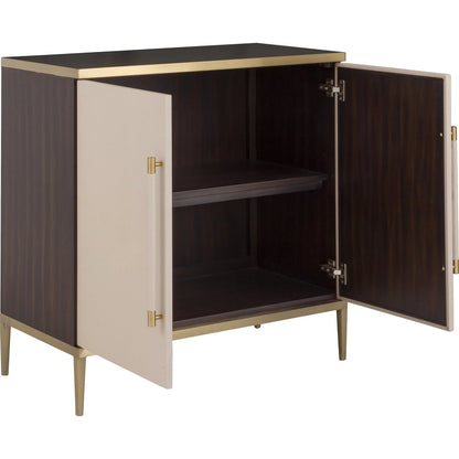 Libby Langdon Hempstead Chest by Fairfield Chair in brown and dark sable. Made from walnut solids, veneers in a unique style.