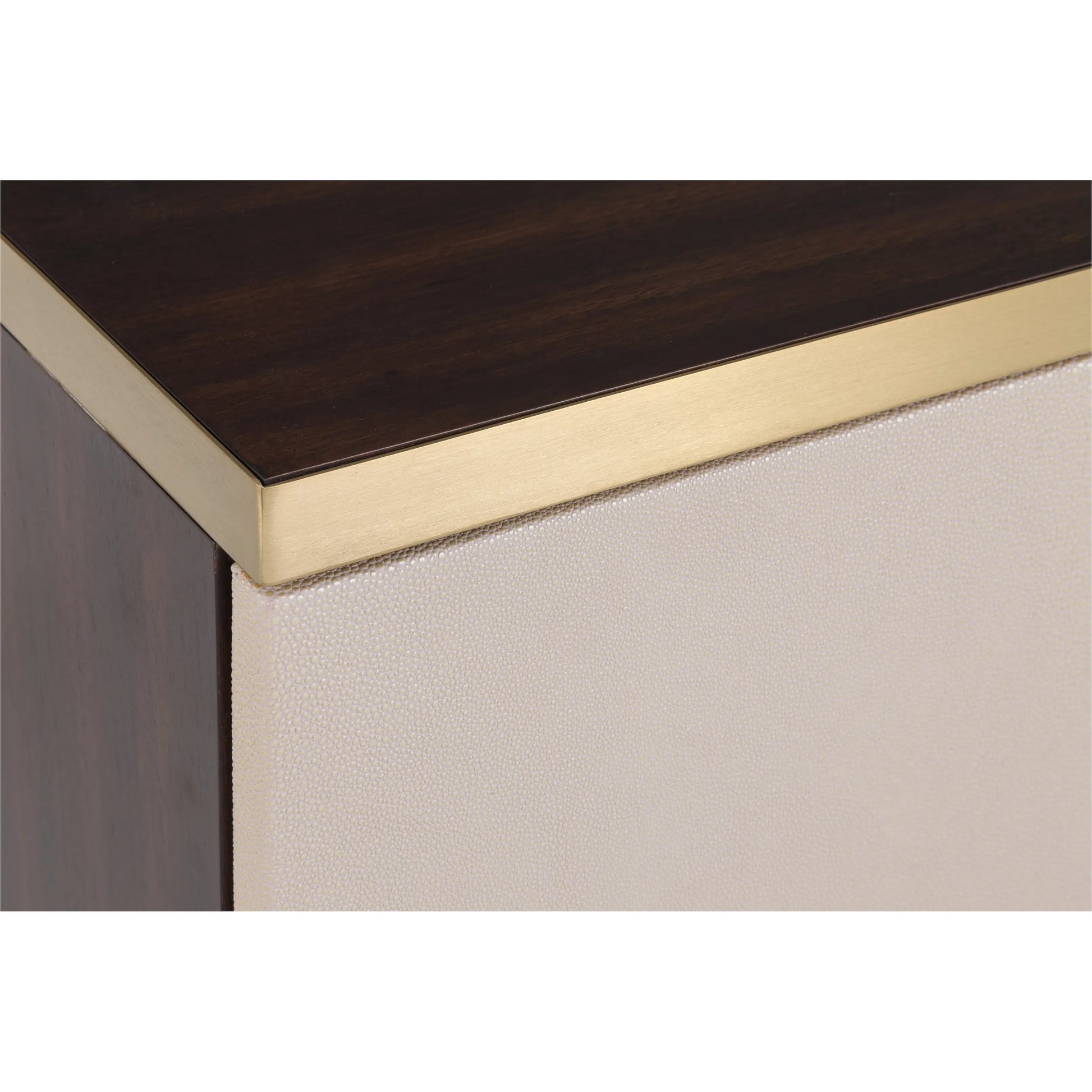 Libby Langdon Hempstead Chest by Fairfield Chair in brown and dark sable. Made from walnut solids, veneers in a unique style.