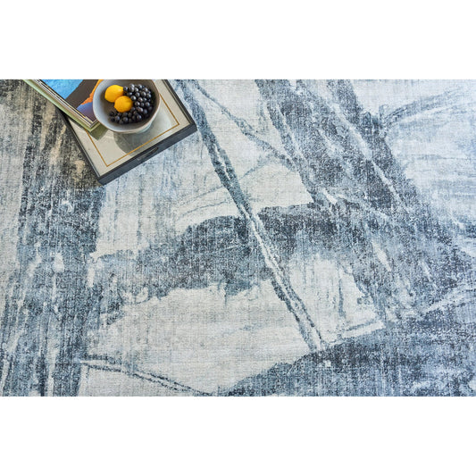 Kyoto 6333 Rug by Exquisite Rugs in silver, blue. Made from wool, bamboo silk in a unique style.