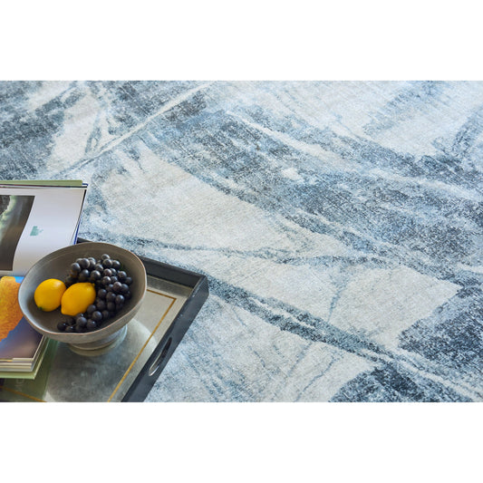 Kyoto 6333 Rug by Exquisite Rugs in silver, blue. Made from wool, bamboo silk in a unique style.