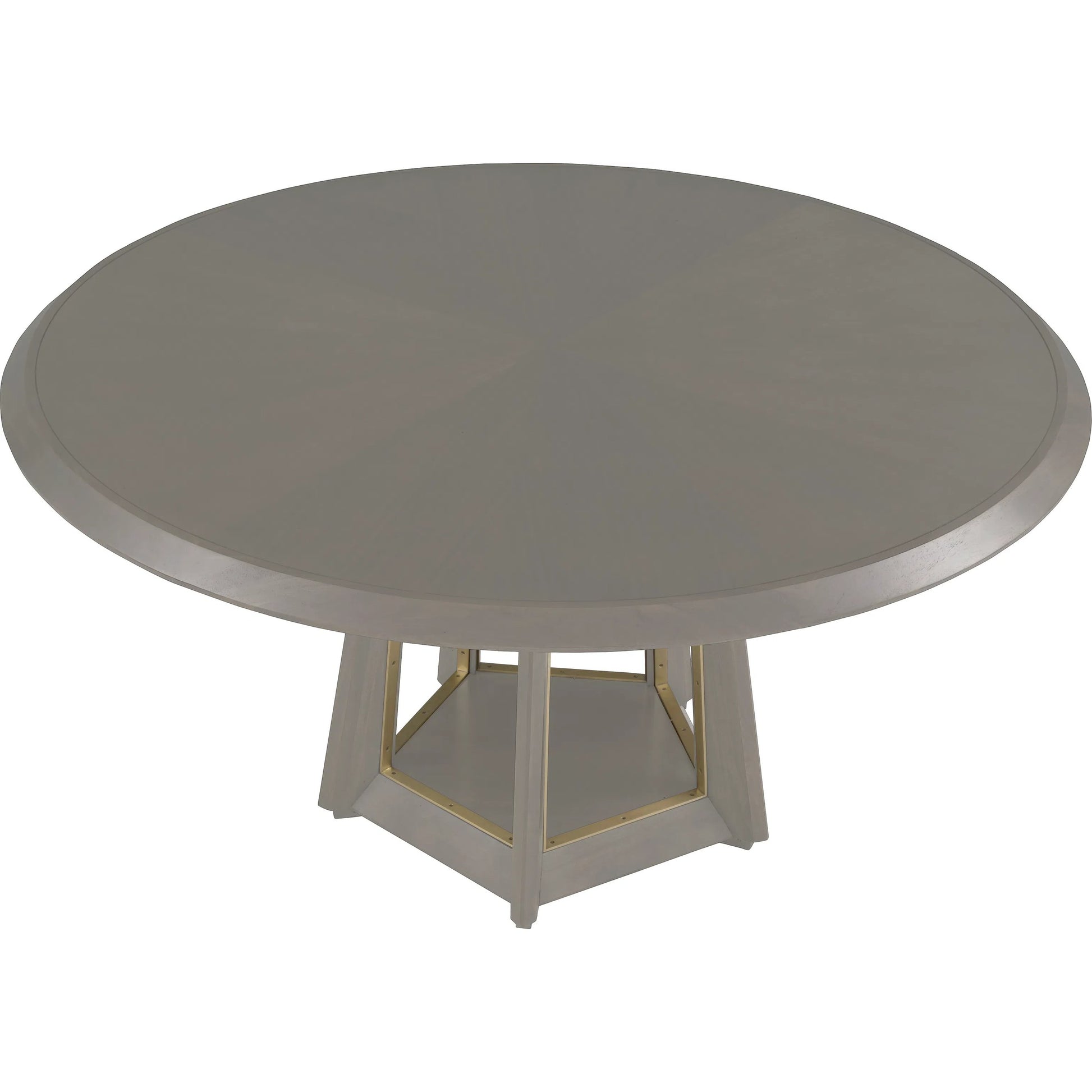 Libby Langdon Benjamin Dining Table by Fairfield Chair in grey and sheer dove. Made from ash solids, veneers, stainless steel in a unique style.