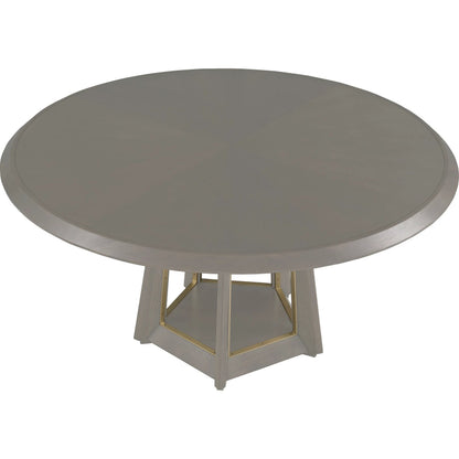Libby Langdon Benjamin Dining Table by Fairfield Chair in grey and sheer dove. Made from ash solids, veneers, stainless steel in a unique style.