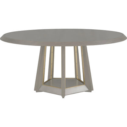 Libby Langdon Benjamin Dining Table by Fairfield Chair in grey and sheer dove. Made from ash solids, veneers, stainless steel in a unique style.